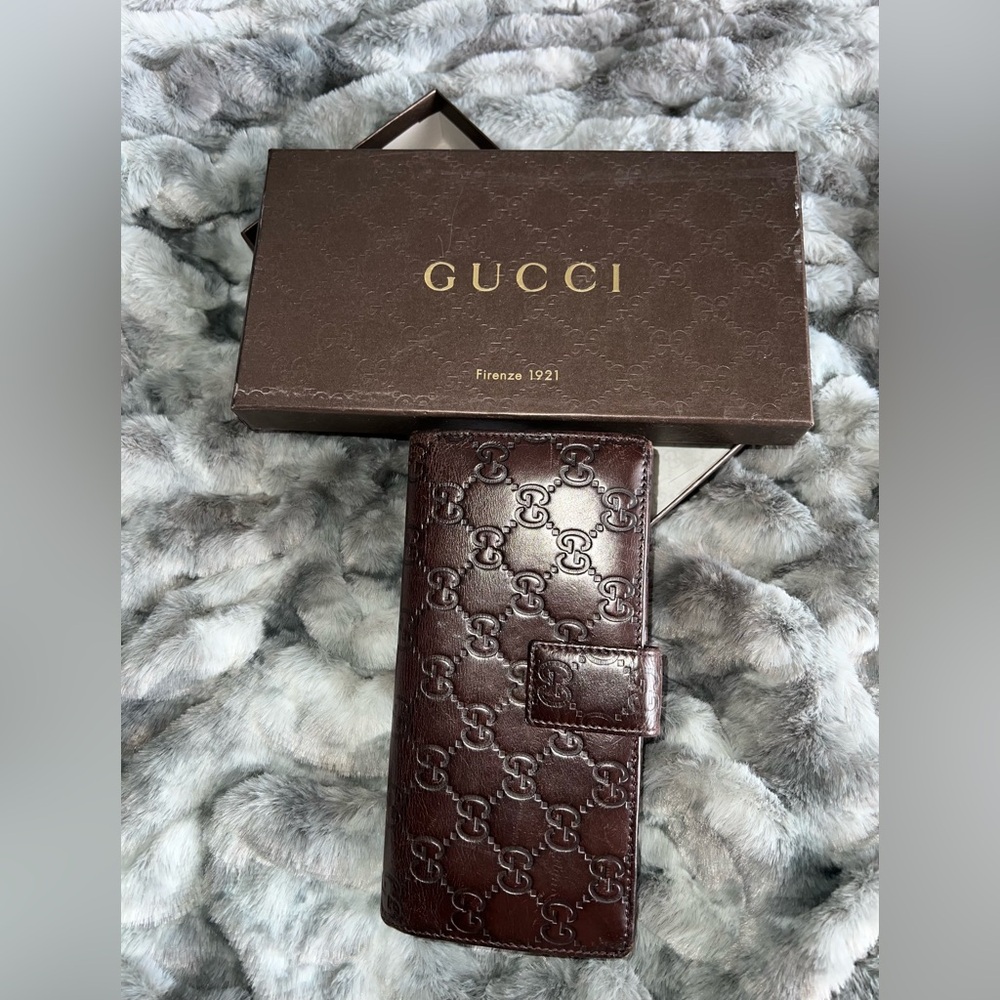 Gucci Dark Brown Monogram Leather Wallet - Picture 4 of 7